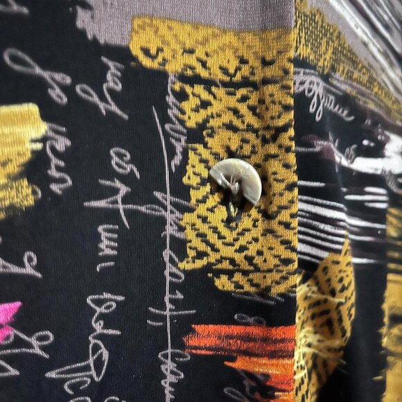 Michael Tyler Women's Black and Gold Abstract Print Button-Up Shirt - Picture 5 of 5